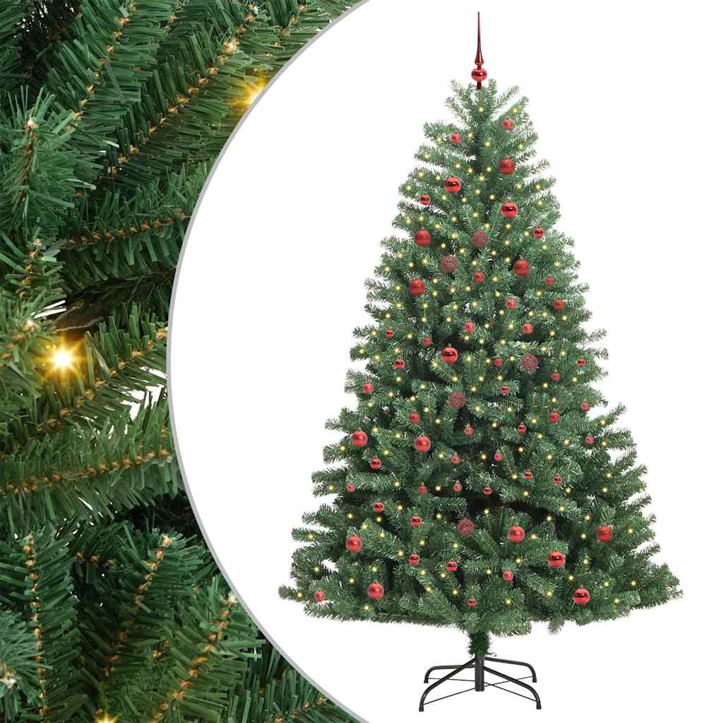 Künstlicher klappbarer Weihnachtsbaum mit 300 LEDs Grün 210 cm