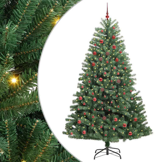 Künstlicher klappbarer Weihnachtsbaum mit 300 LEDs Grün 210 cm