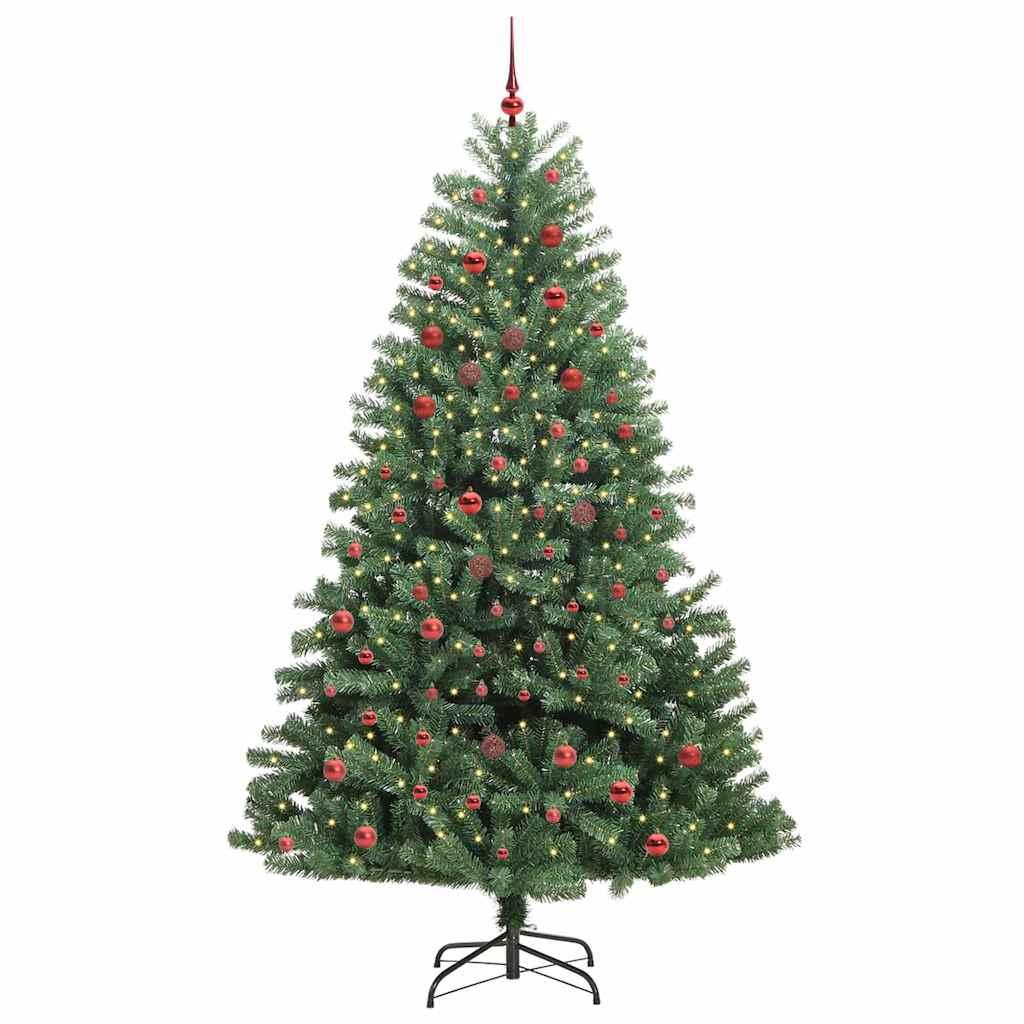Künstlicher klappbarer Weihnachtsbaum mit 300 LEDs Grün 210 cm