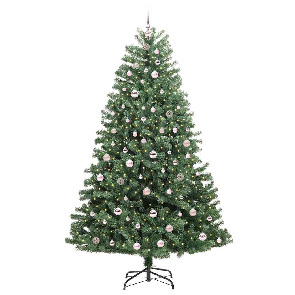 Künstlicher klappbarer Weihnachtsbaum mit 300 LEDs Grün 210 cm