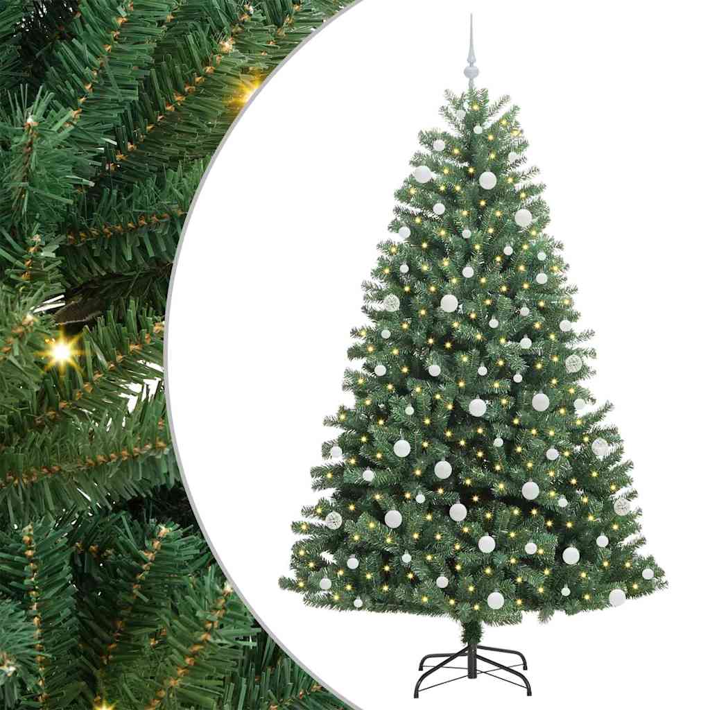 Künstlicher klappbarer Weihnachtsbaum mit 300 LEDs Grün 210 cm