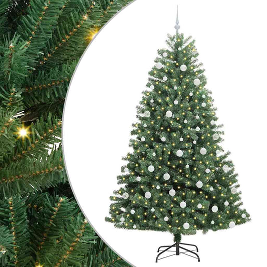 Künstlicher klappbarer Weihnachtsbaum mit 300 LEDs Grün 210 cm