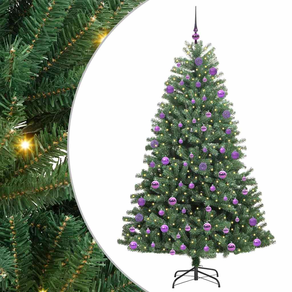 Künstlicher klappbarer Weihnachtsbaum mit 300 LEDs Grün 210 cm