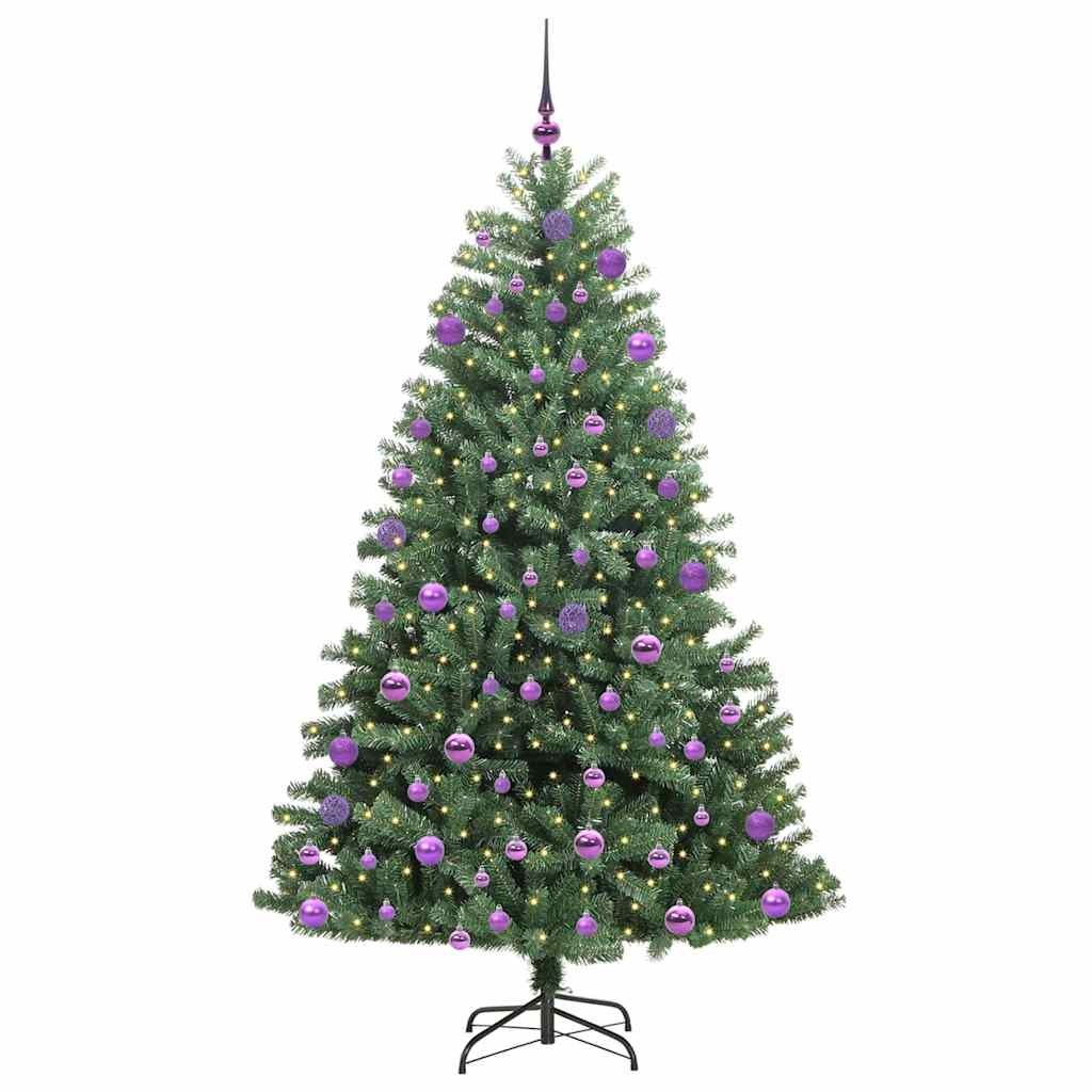Künstlicher klappbarer Weihnachtsbaum mit 300 LEDs Grün 210 cm