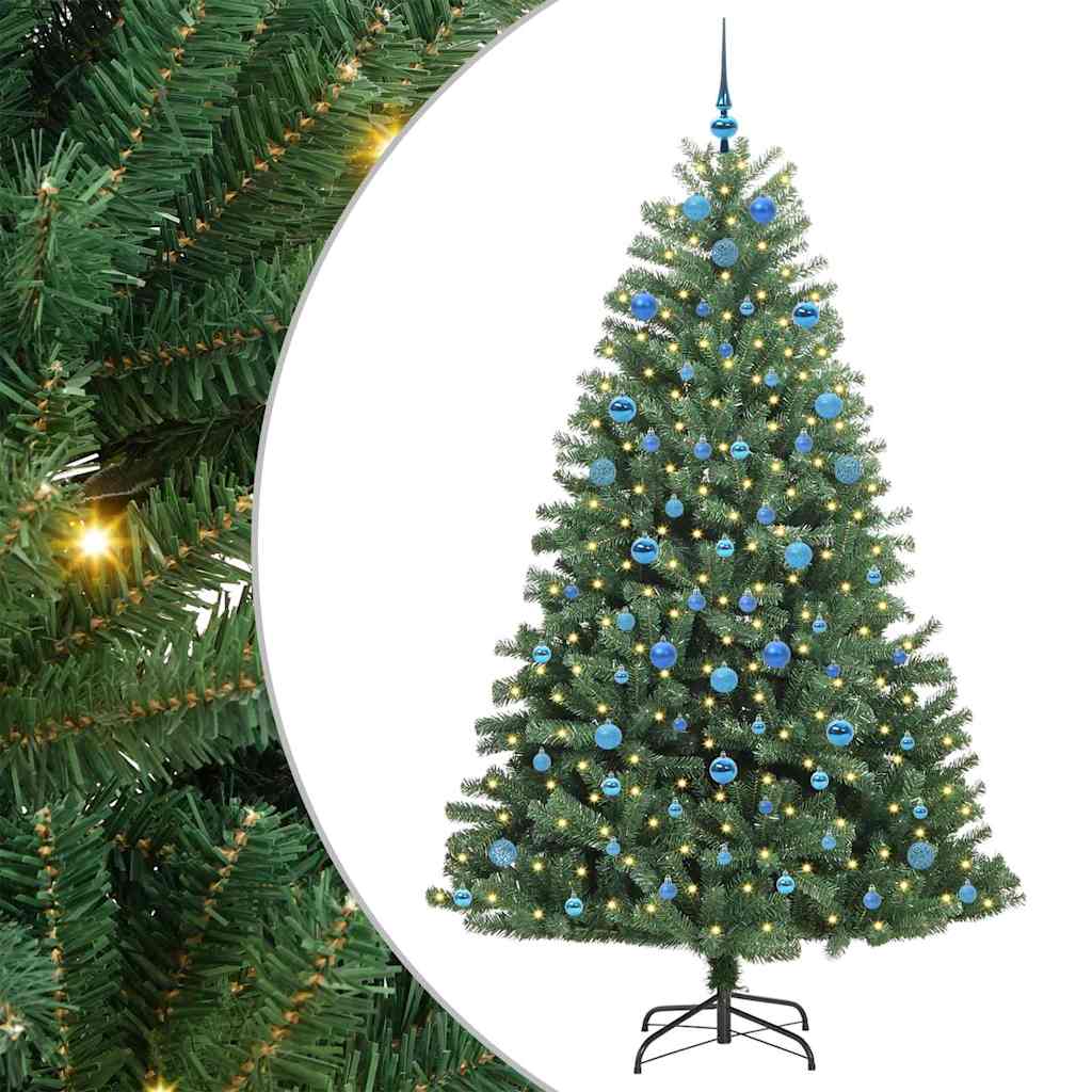 Künstlicher klappbarer Weihnachtsbaum mit 300 LEDs Grün 210 cm