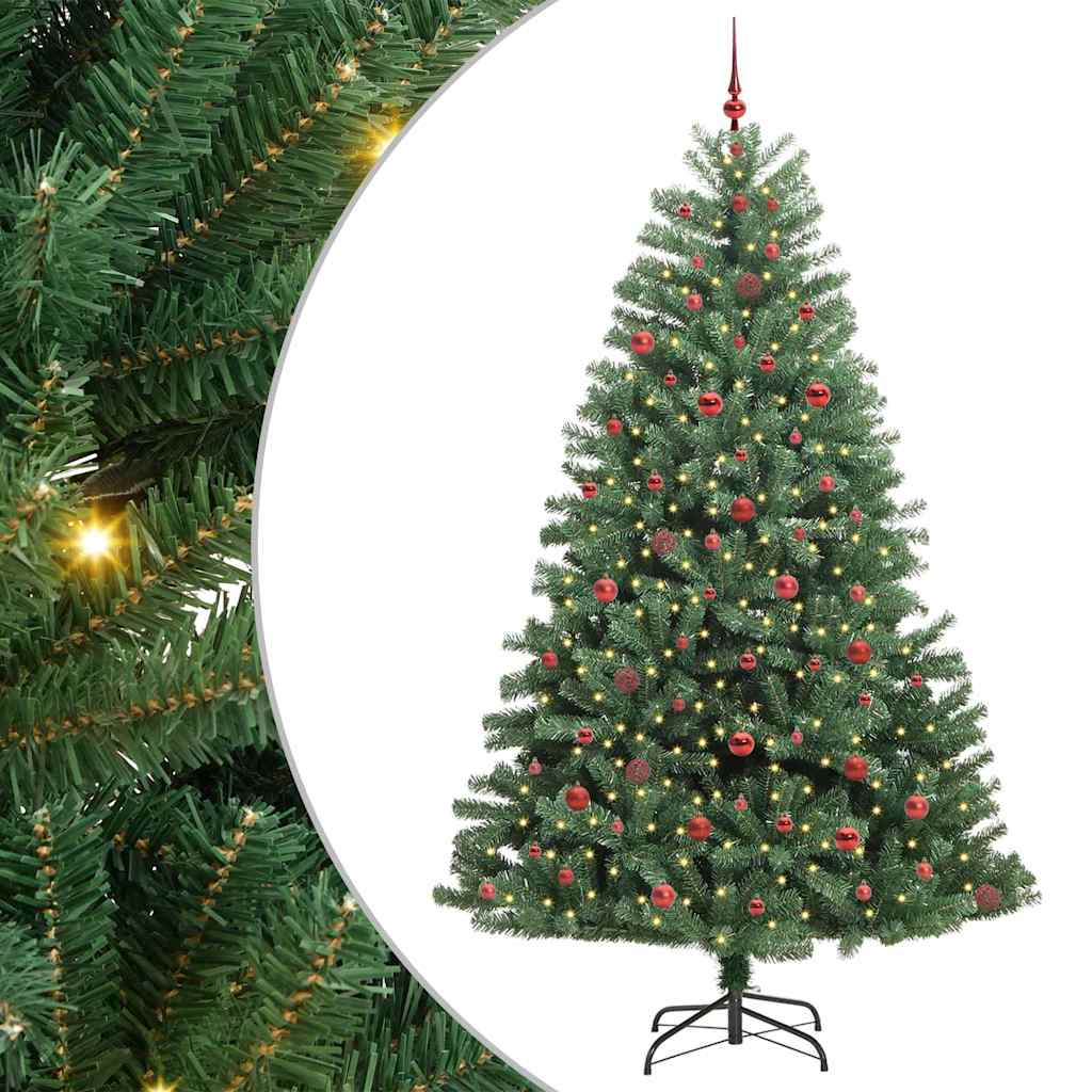 Albero di Natale artificiale pieghevole con 300 LED, verde, 240 cm