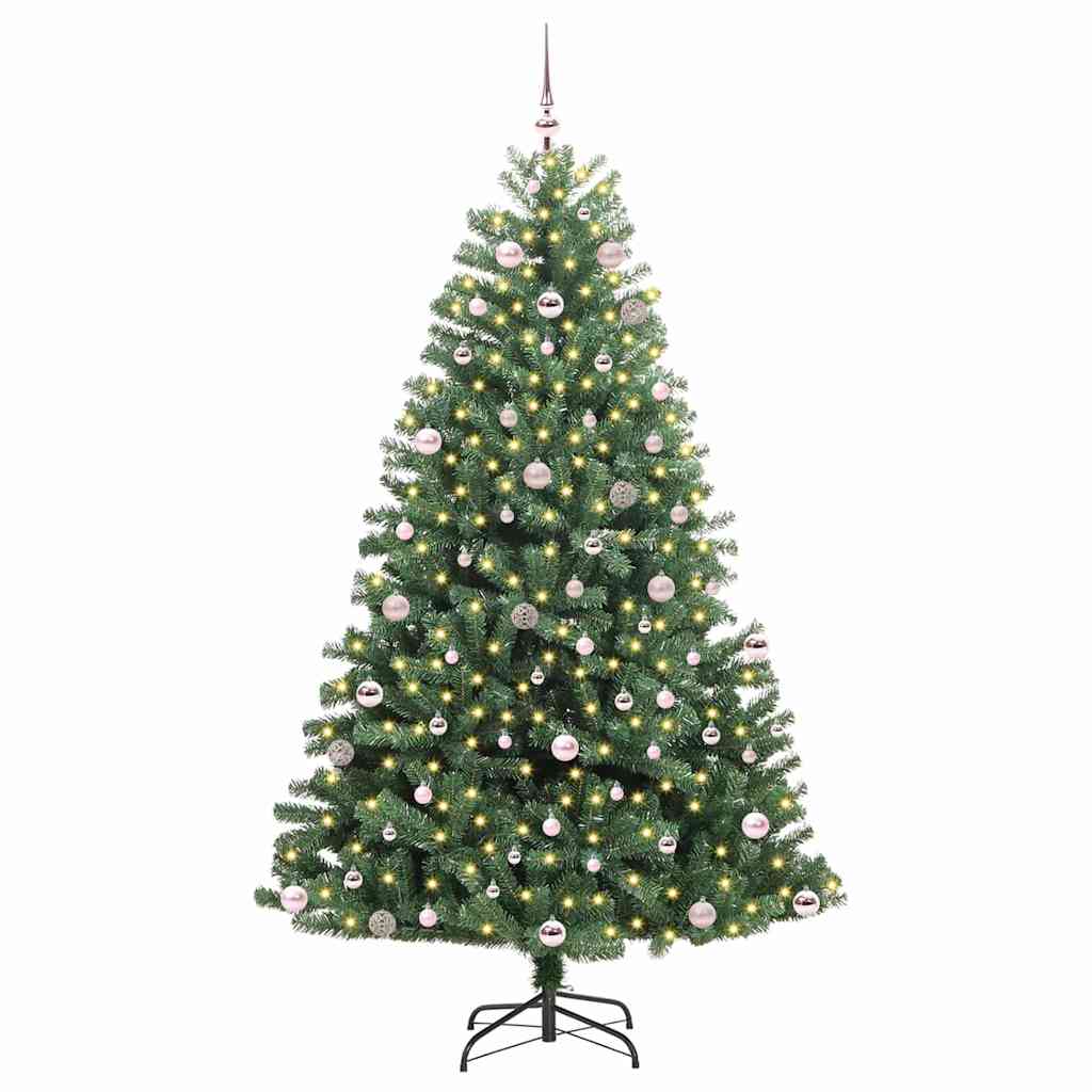 Künstlicher klappbarer Weihnachtsbaum mit 300 LEDs Grün 240 cm