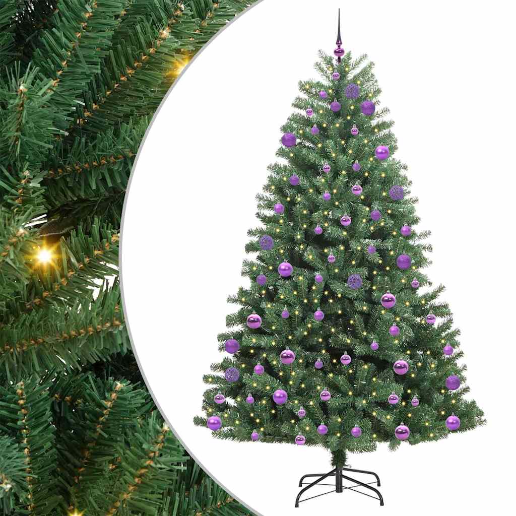 Künstlicher klappbarer Weihnachtsbaum mit 300 LEDs Grün 240 cm