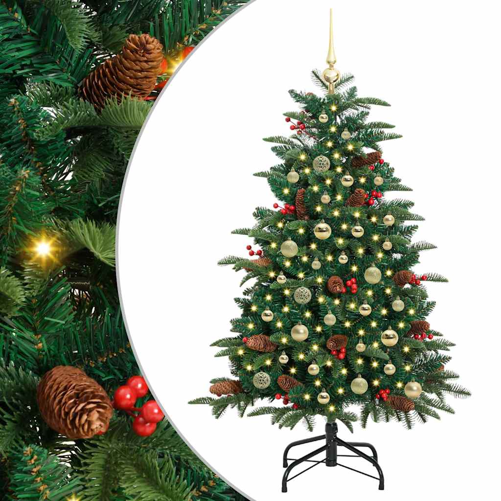 Albero di Natale artificiale con 150 LED e supporto, verde, 150 cm