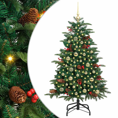 Albero di Natale artificiale con 150 LED e supporto, verde, 150 cm