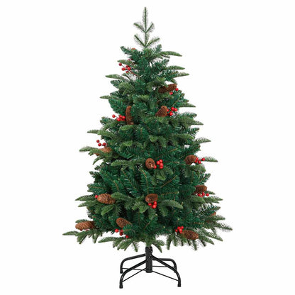 Albero di Natale artificiale con 150 LED e supporto, verde, 150 cm