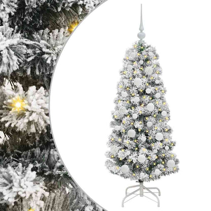 Albero di Natale artificiale pieghevole, verde e bianco, 120 cm