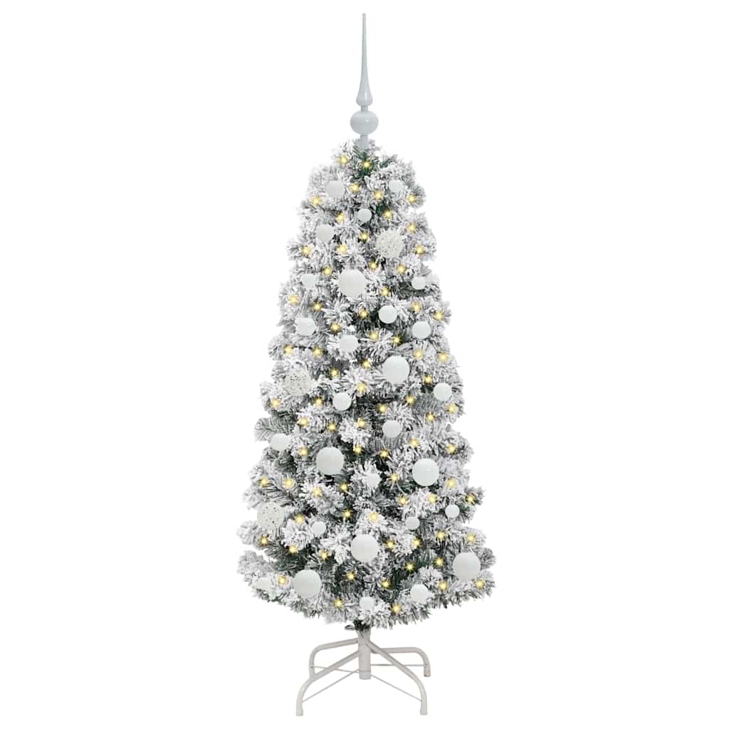 Albero di Natale artificiale pieghevole, verde e bianco, 120 cm