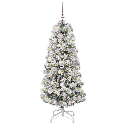 Künstlicher klappbarer Weihnachtsbaum Grün und Weiß 150 cm