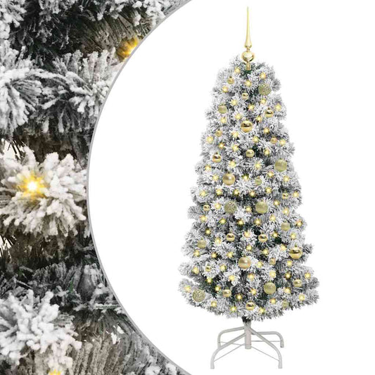 Künstlicher klappbarer Weihnachtsbaum Grün und Weiß 150 cm