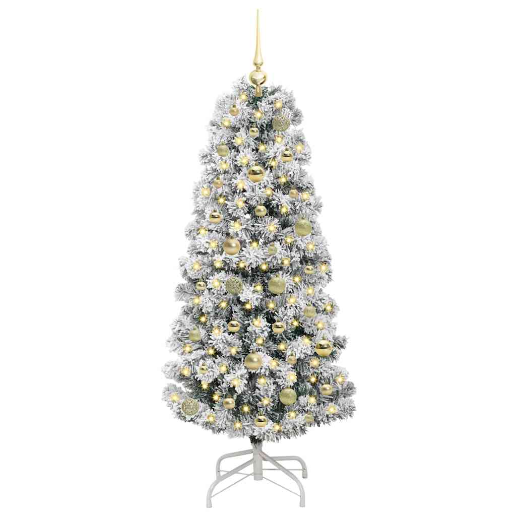 Künstlicher klappbarer Weihnachtsbaum Grün und Weiß 150 cm