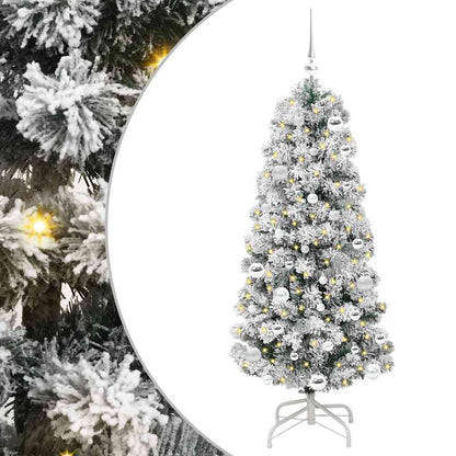 Künstlicher klappbarer Weihnachtsbaum Grün und Weiß 150 cm