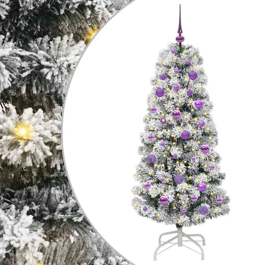 Künstlicher klappbarer Weihnachtsbaum Grün und Weiß 150 cm