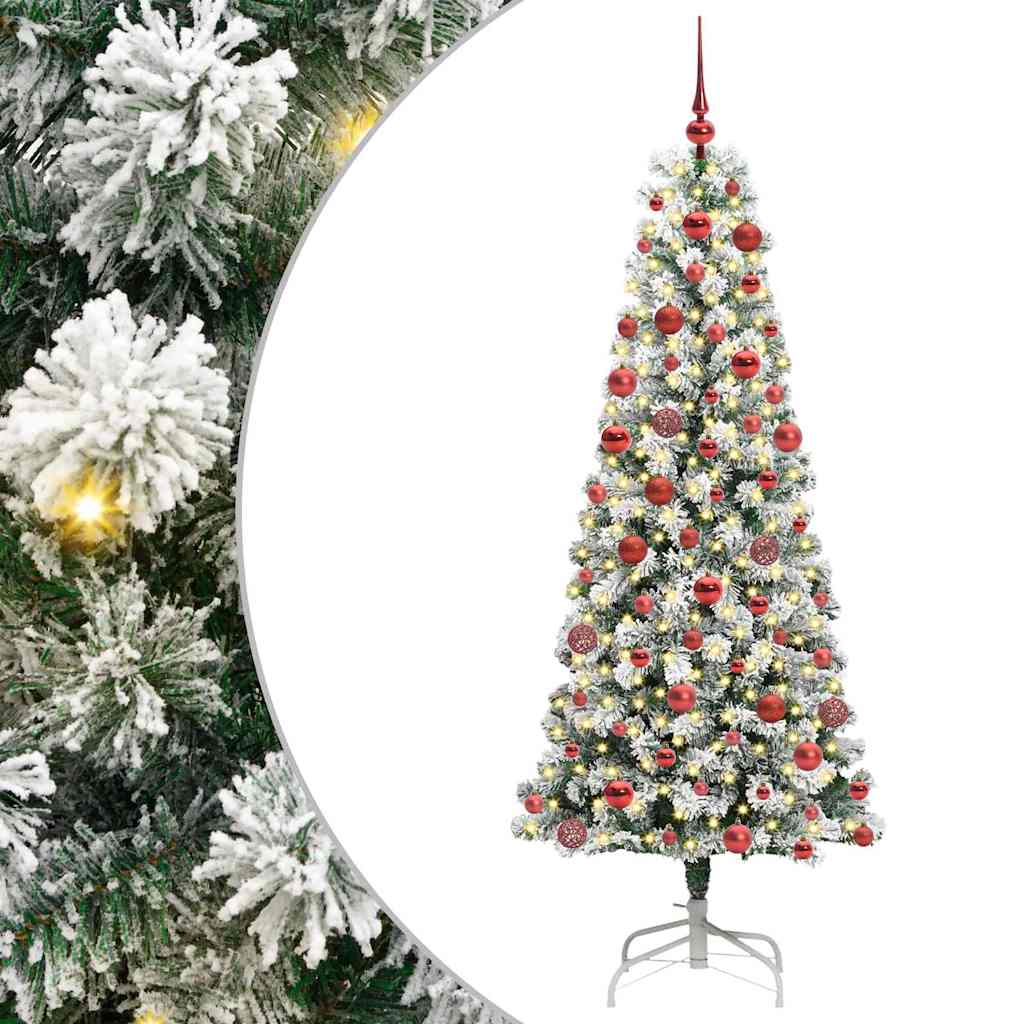 Albero di Natale artificiale pieghevole verde e bianco 180 cm