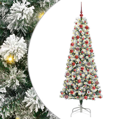 Albero di Natale artificiale pieghevole verde e bianco 180 cm