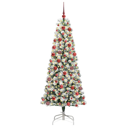 Albero di Natale artificiale pieghevole verde e bianco 180 cm
