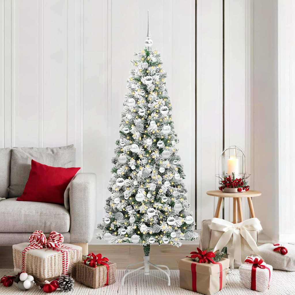 Albero di Natale artificiale pieghevole verde e bianco 180 cm