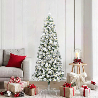 Albero di Natale artificiale pieghevole verde e bianco 180 cm