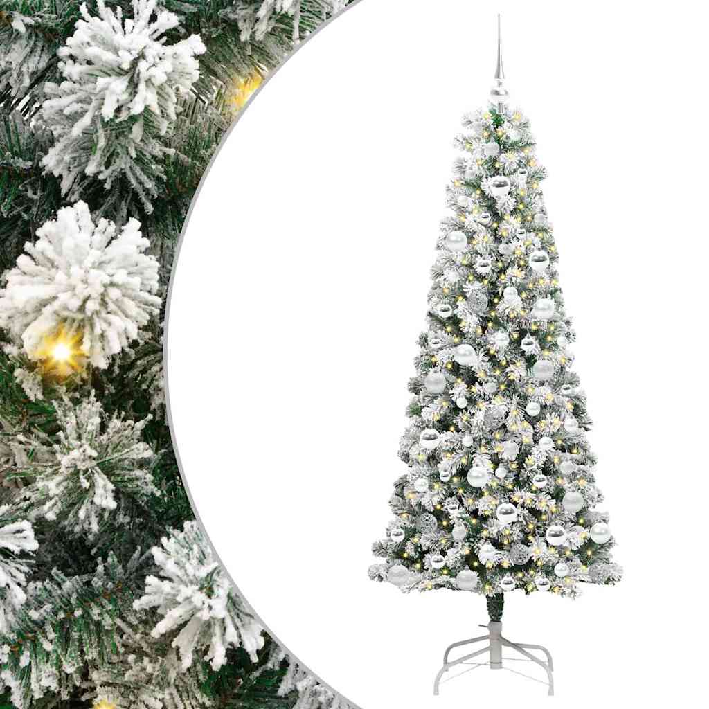 Albero di Natale artificiale pieghevole verde e bianco 180 cm