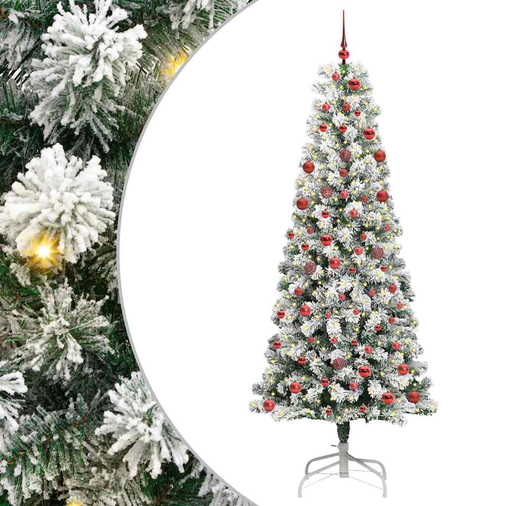 Künstlicher klappbarer Weihnachtsbaum Grün und Weiß 210 cm