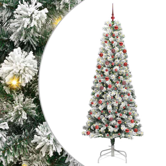 Künstlicher klappbarer Weihnachtsbaum Grün und Weiß 210 cm