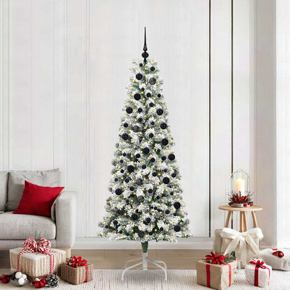 Albero di Natale artificiale pieghevole, verde e bianco, 210 cm