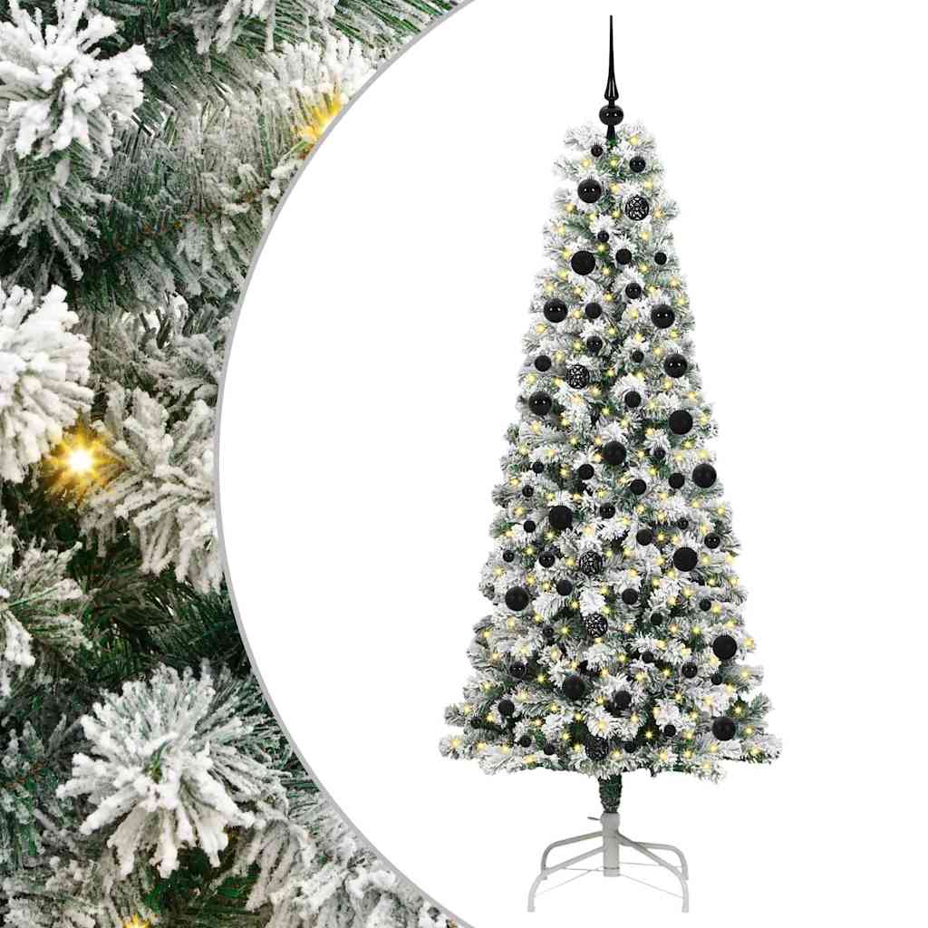 Albero di Natale artificiale pieghevole, verde e bianco, 210 cm