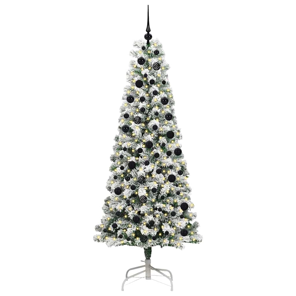 Albero di Natale artificiale pieghevole, verde e bianco, 210 cm