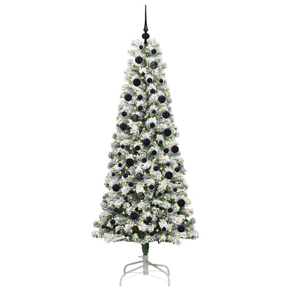 Albero di Natale artificiale pieghevole, verde e bianco, 210 cm