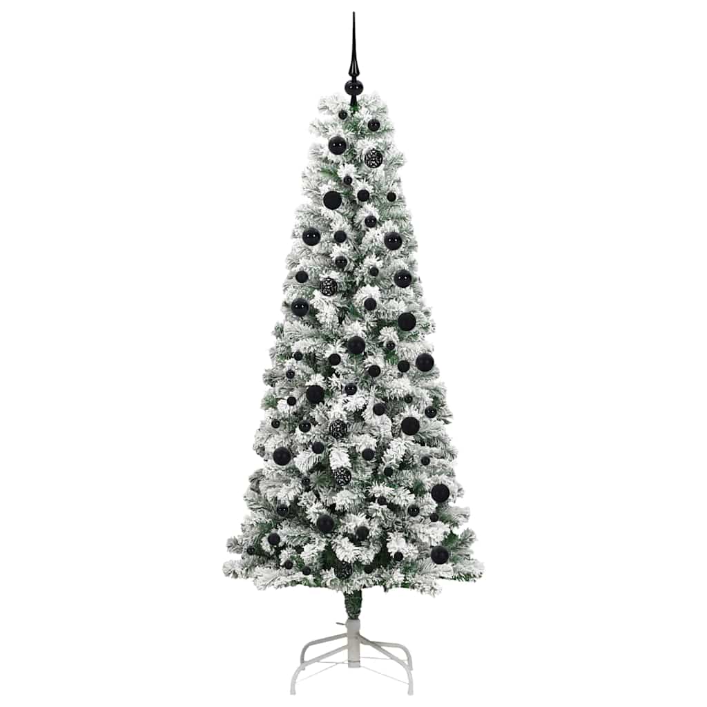 Albero di Natale artificiale pieghevole, verde e bianco, 210 cm