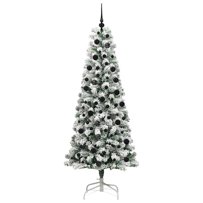 Albero di Natale artificiale pieghevole, verde e bianco, 210 cm