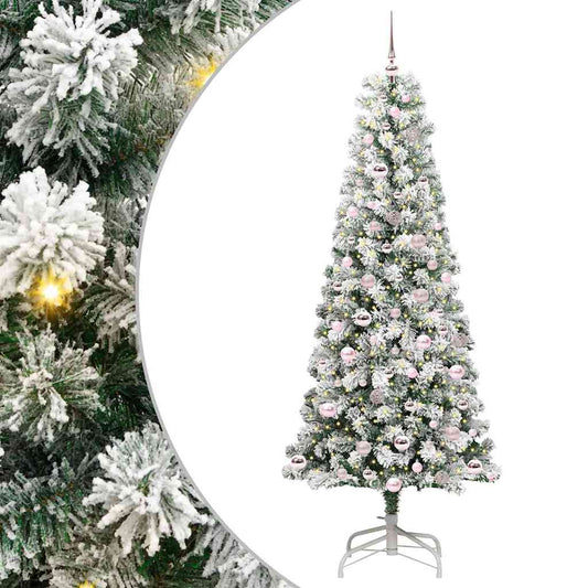 Künstlicher klappbarer Weihnachtsbaum Grün und Weiß 210 cm