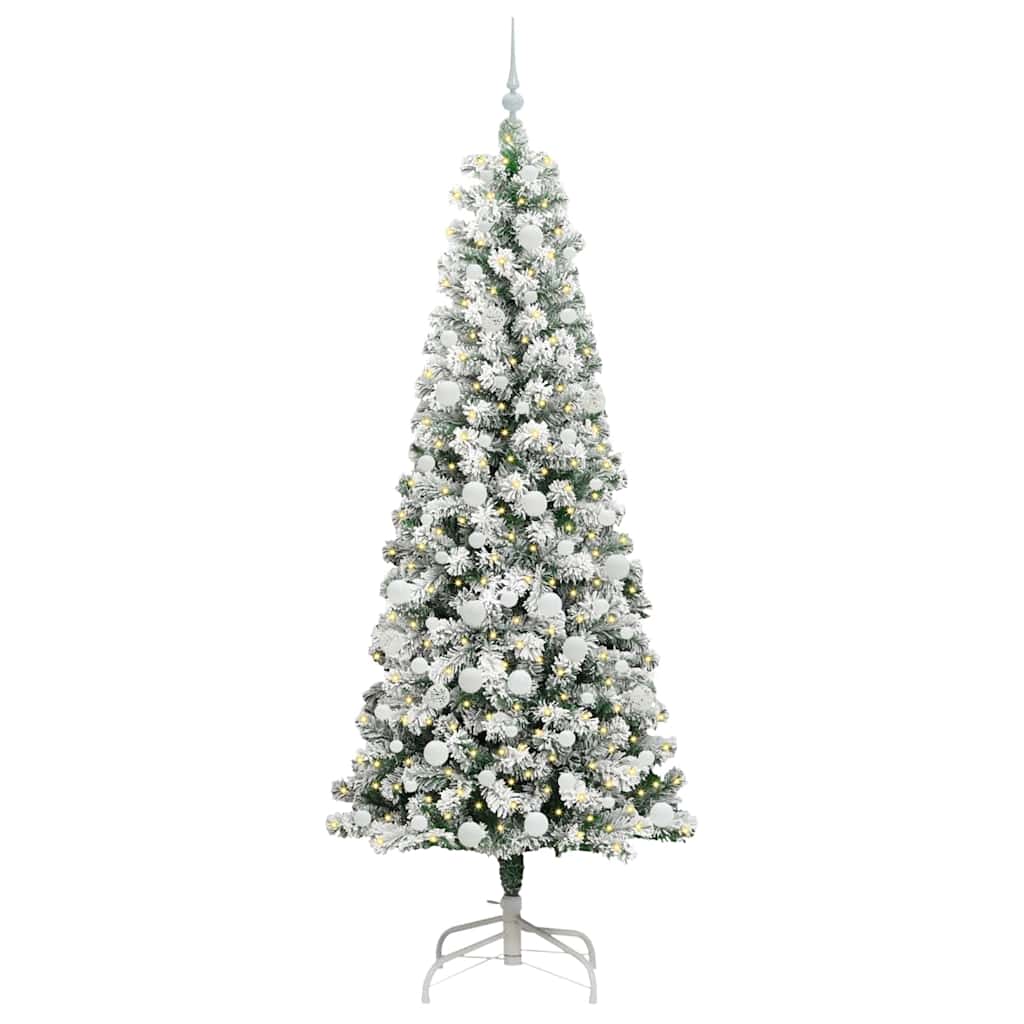 Künstlicher klappbarer Weihnachtsbaum Grün und Weiß 210 cm