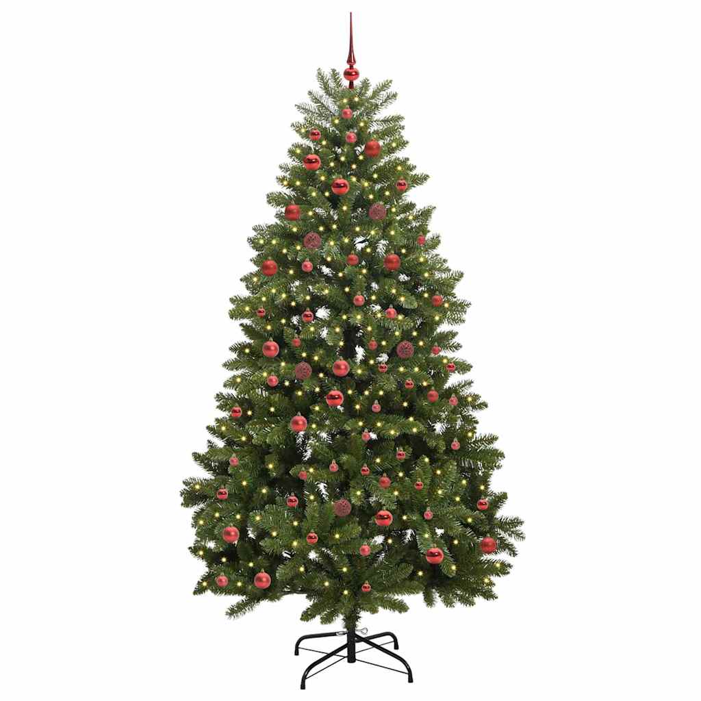 Albero di Natale artificiale, verde, 210 cm, PVC e metallo