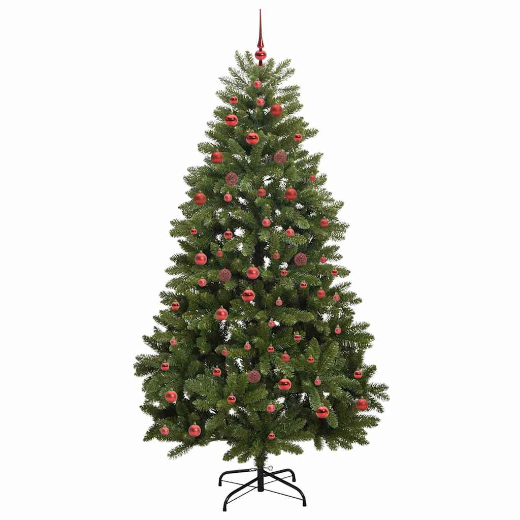 Albero di Natale artificiale, verde, 210 cm, PVC e metallo