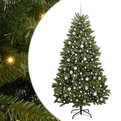Albero di Natale artificiale, verde, 210 cm, PVC e metallo