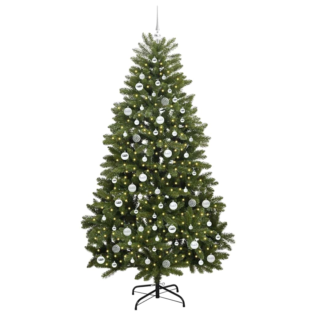 Albero di Natale artificiale, verde, 210 cm, PVC e metallo