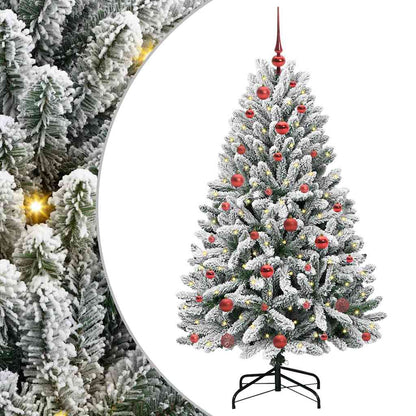 Künstlicher Weihnachtsbaum Grün und Weiß 150 cm PVC und Metall