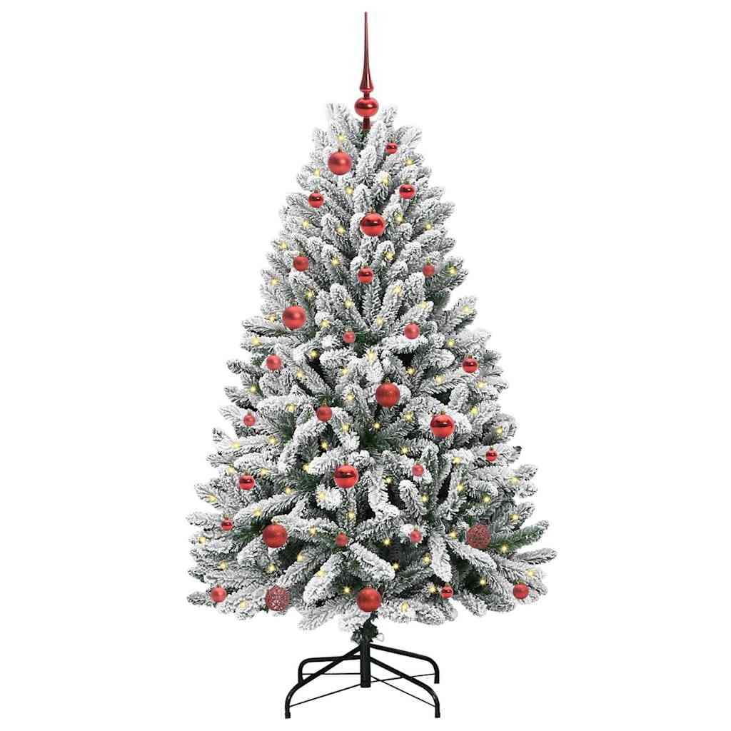 Künstlicher Weihnachtsbaum Grün und Weiß 150 cm PVC und Metall