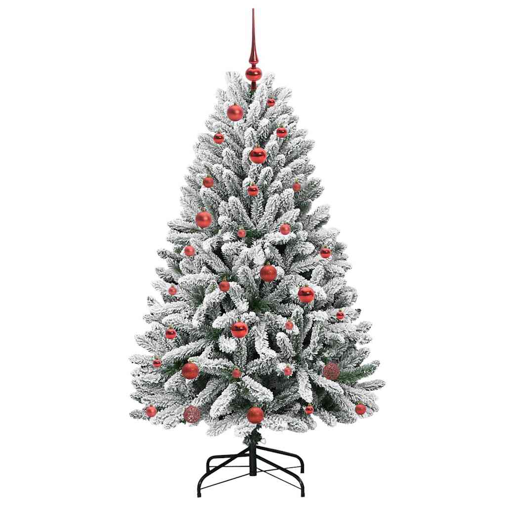 Künstlicher Weihnachtsbaum Grün und Weiß 150 cm PVC und Metall