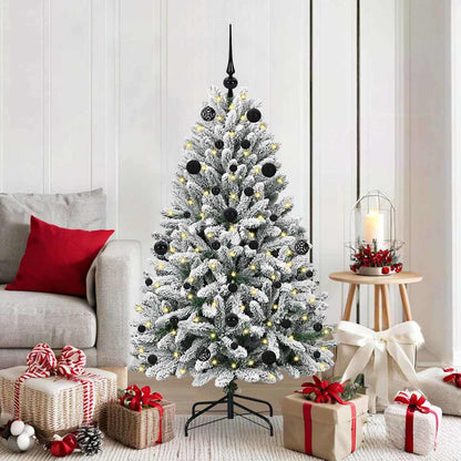 Künstlicher Weihnachtsbaum Grün und Weiß 150 cm PVC und Metall
