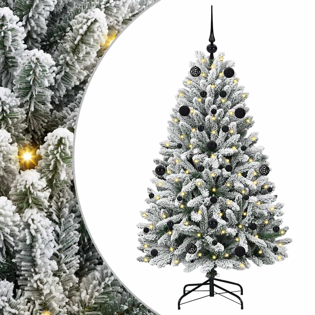 Künstlicher Weihnachtsbaum Grün und Weiß 150 cm PVC und Metall