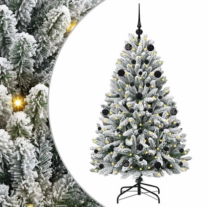 Künstlicher Weihnachtsbaum Grün und Weiß 150 cm PVC und Metall