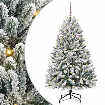Künstlicher Weihnachtsbaum Grün und Weiß 150 cm PVC und Metall