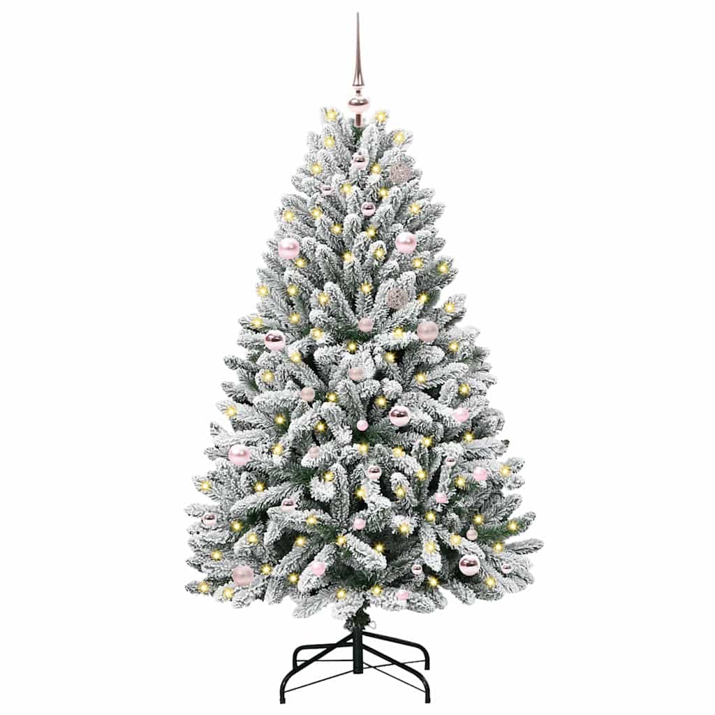 Künstlicher Weihnachtsbaum Grün und Weiß 150 cm PVC und Metall